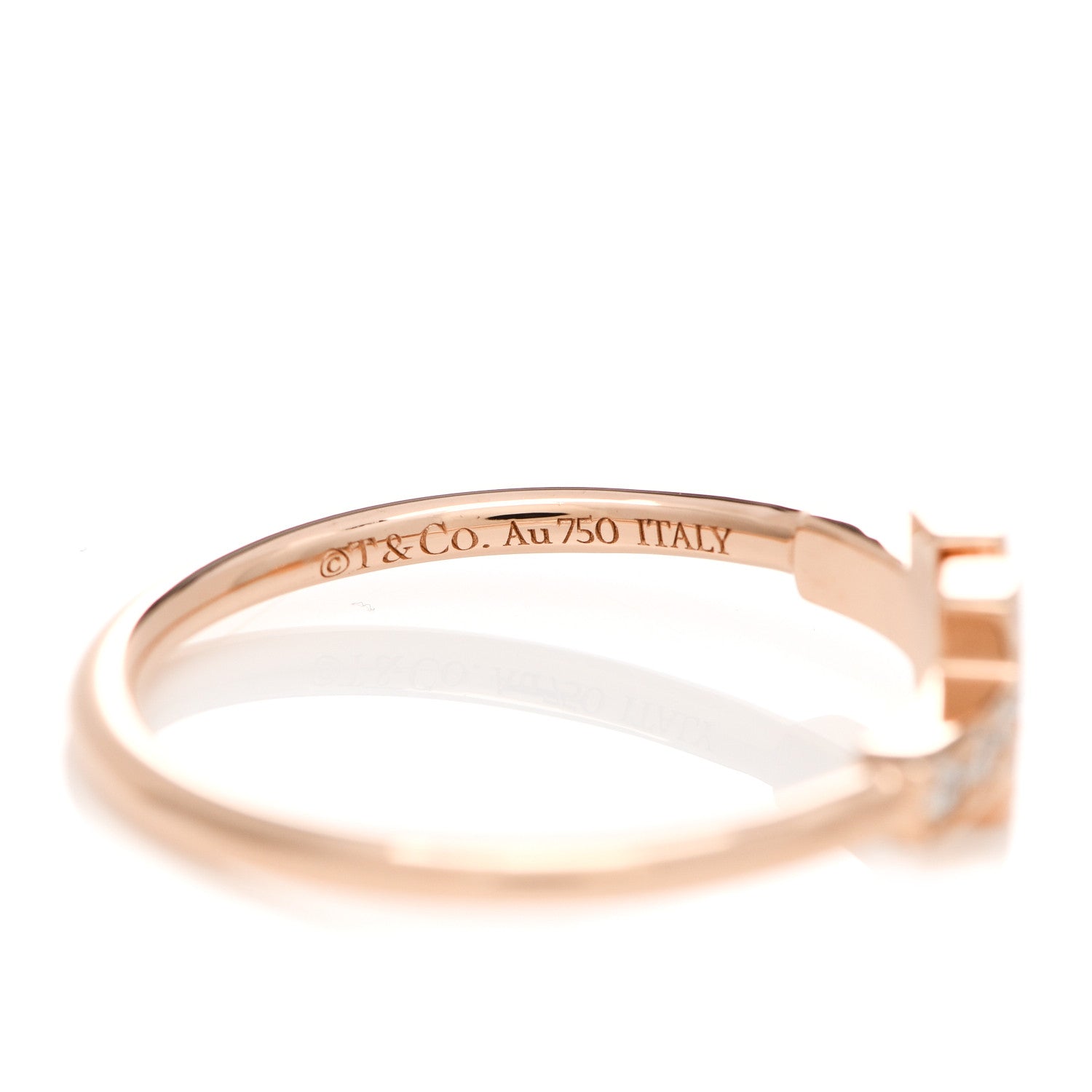 Tiffany 18K Rose Gold Diamond T Wire Ring 57 8 4 of 5
