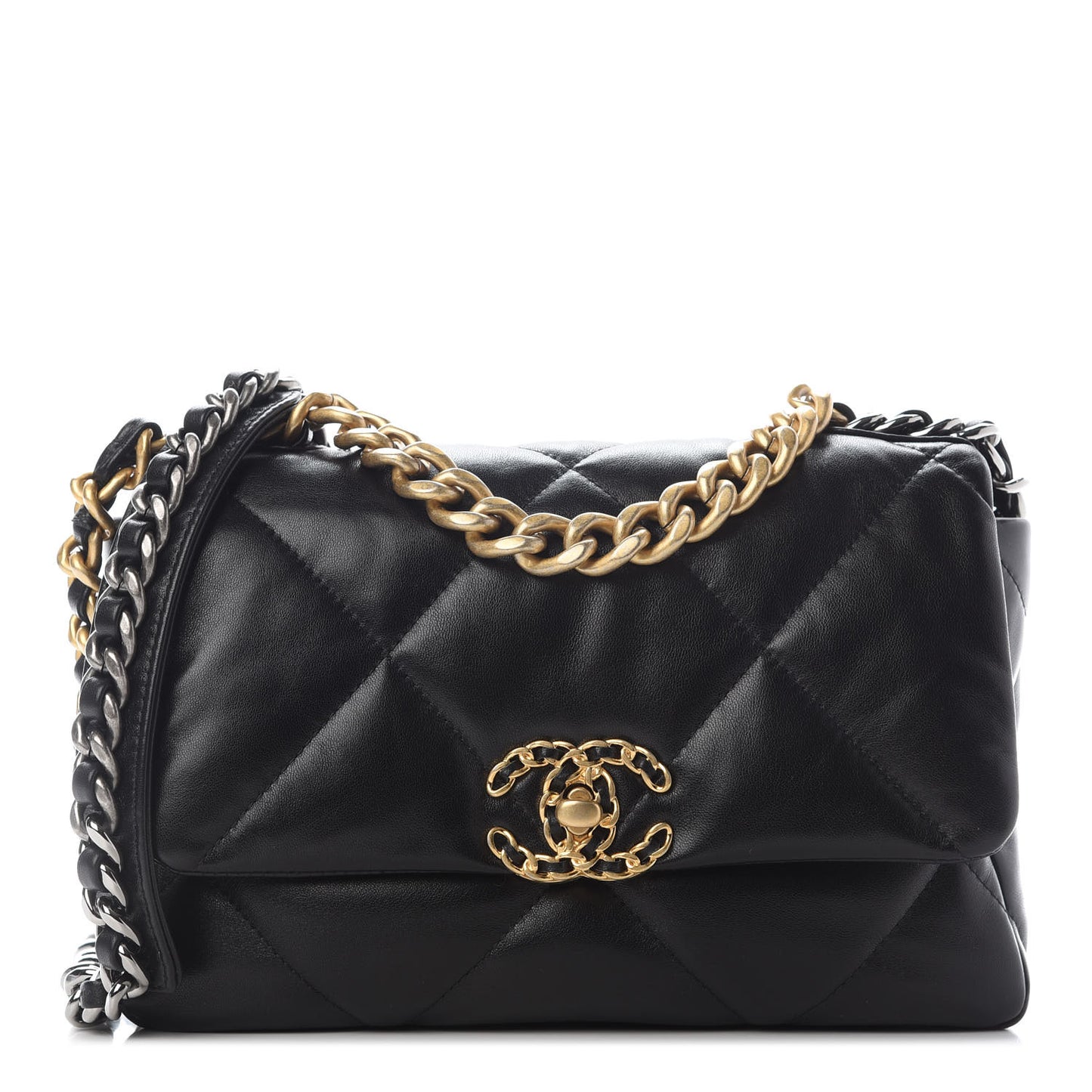 Lambskin Quilted Medium Chanel 19 Flap Black