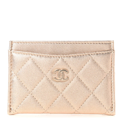 Chanel Metallic Lambskin Quilted CC Card Holder Gold 1 of 10