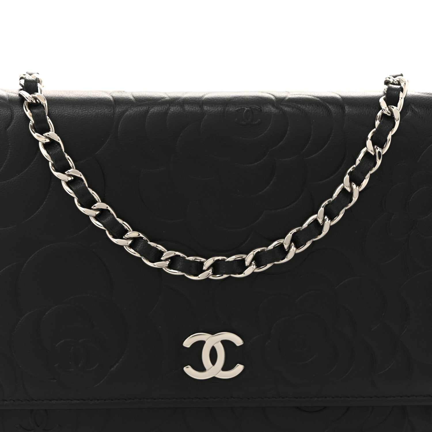 Chanel Lambskin Camellia Embossed Wallet on Chain WOC 9 of 15