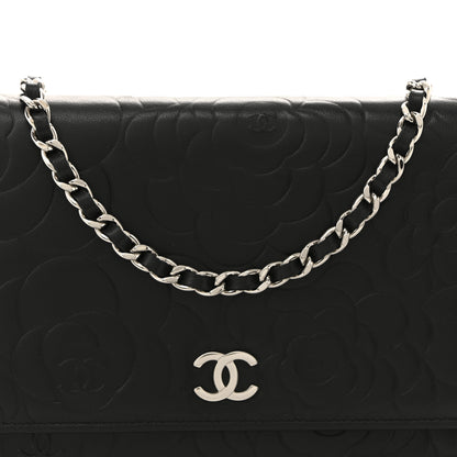 Chanel Lambskin Camellia Embossed Wallet on Chain WOC 9 of 15