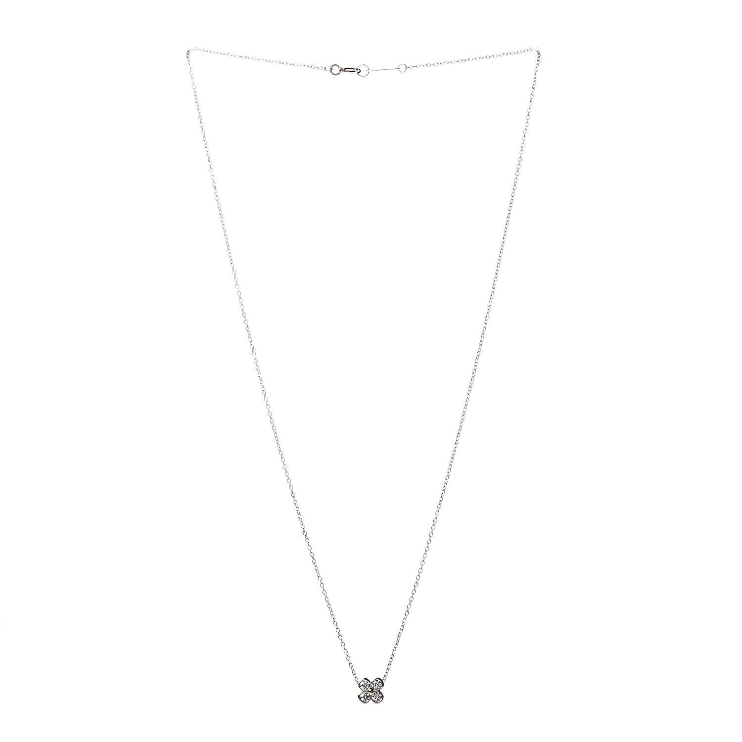 Tiffany 18K Yellow Gold Diamond Flower Pendant Necklace 3 of 4