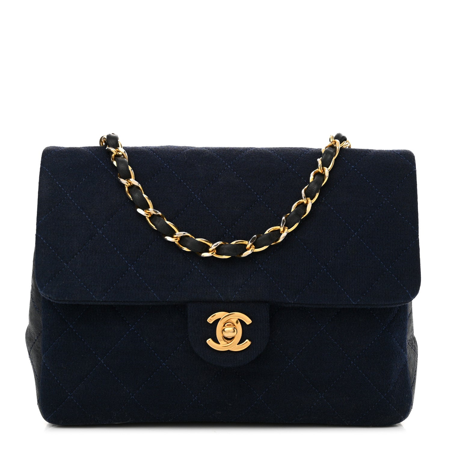 Chanel Jersey Lambskin Quilted Mini Square Flap Navy 1 of 16
