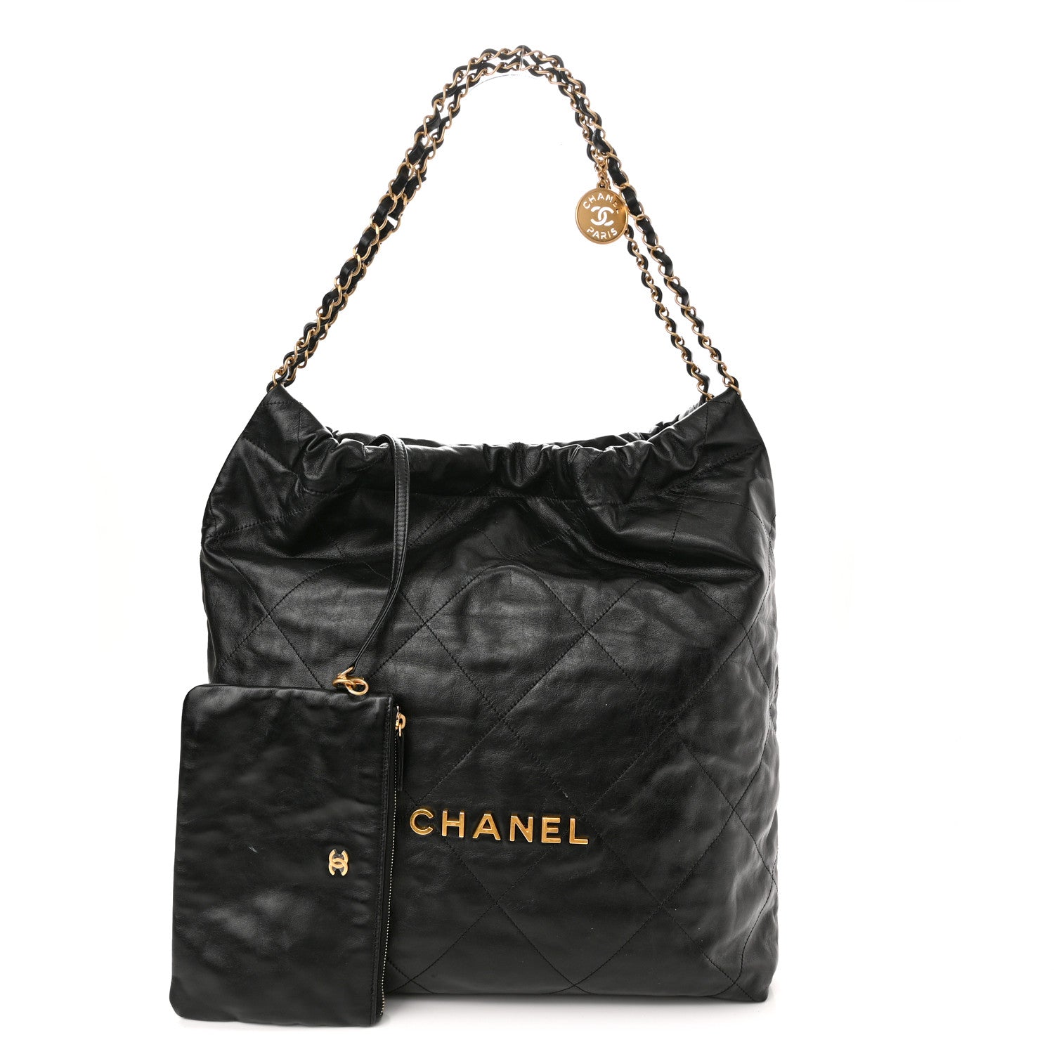 Chanel Shiny Calfskin Quilted Large Chanel 22 Black 1 of 11