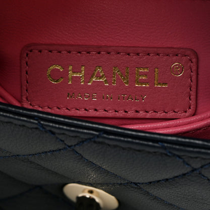 Chanel Goatskin Quilted Extra Mini Rainbow Coco Handle Flap Navy Blue 6 of 10