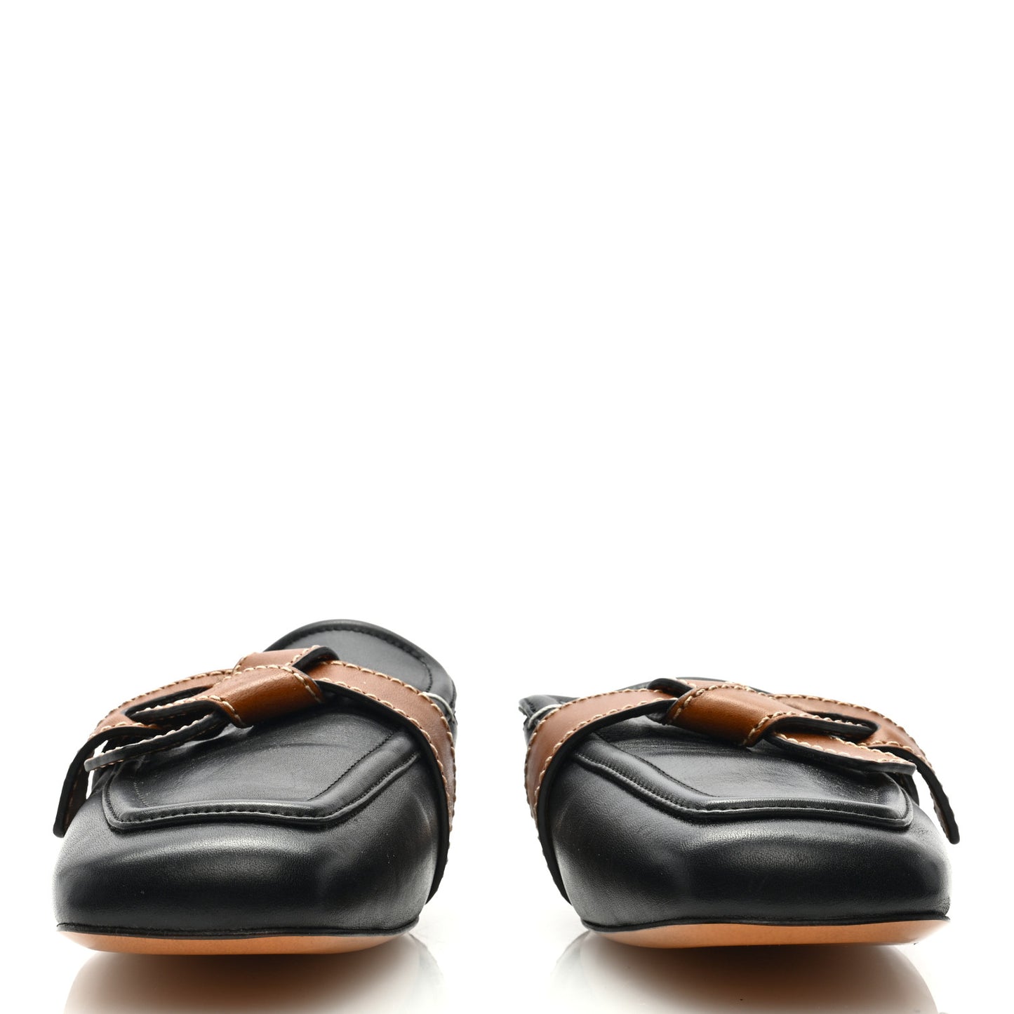 Calfskin Gate Mules 38 Black Tan
