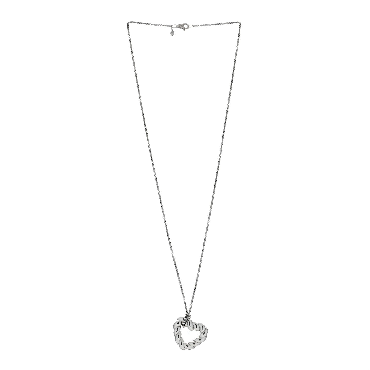 David Yurman Sterling Silver Cable Heart Pendant Necklace 3 of 4