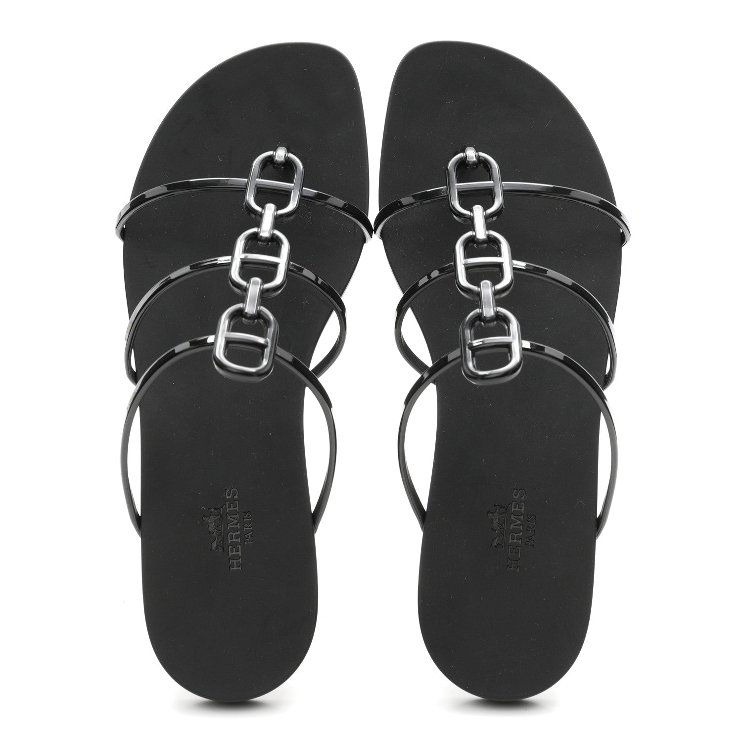 Hermes Rubber Womens Mykonos Sandals 38 Black 2 of 10
