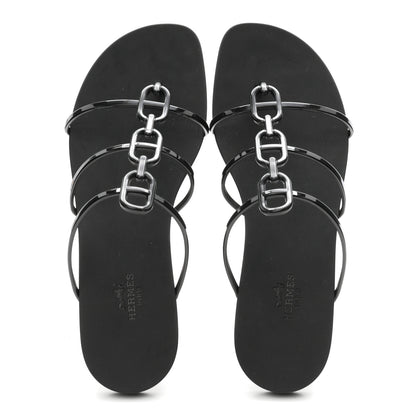Hermes Rubber Womens Mykonos Sandals 38 Black 2 of 10
