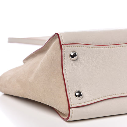 Prada Glace Calf Suede Mini Twin Pocket Tote Talco Rosso 8 of 9