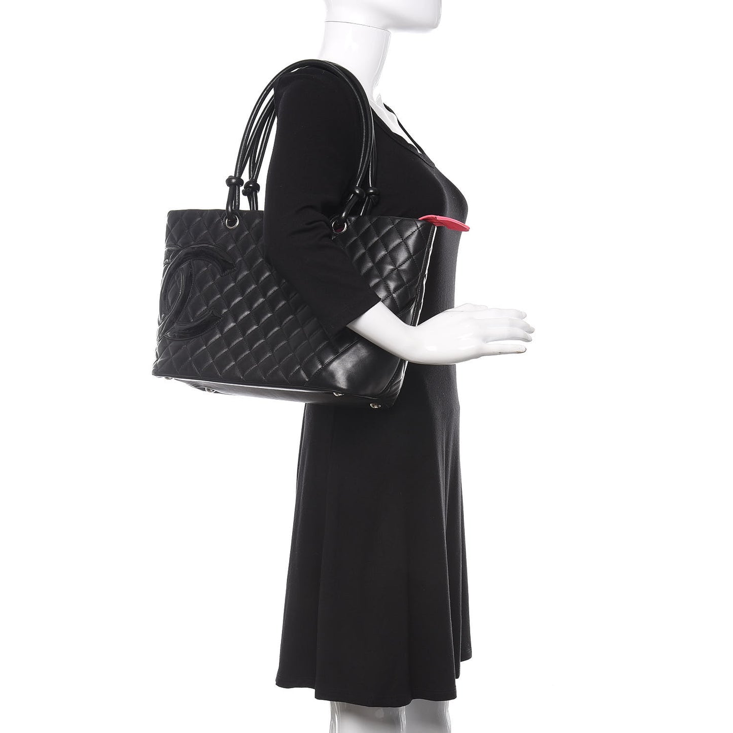 Calfskin Quilted Large Cambon Tote Black