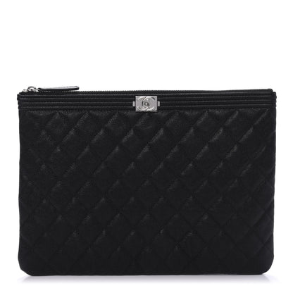 Chanel Iridescent Caviar Quilted Medium Boy Cosmetic Case Black 1 of 10