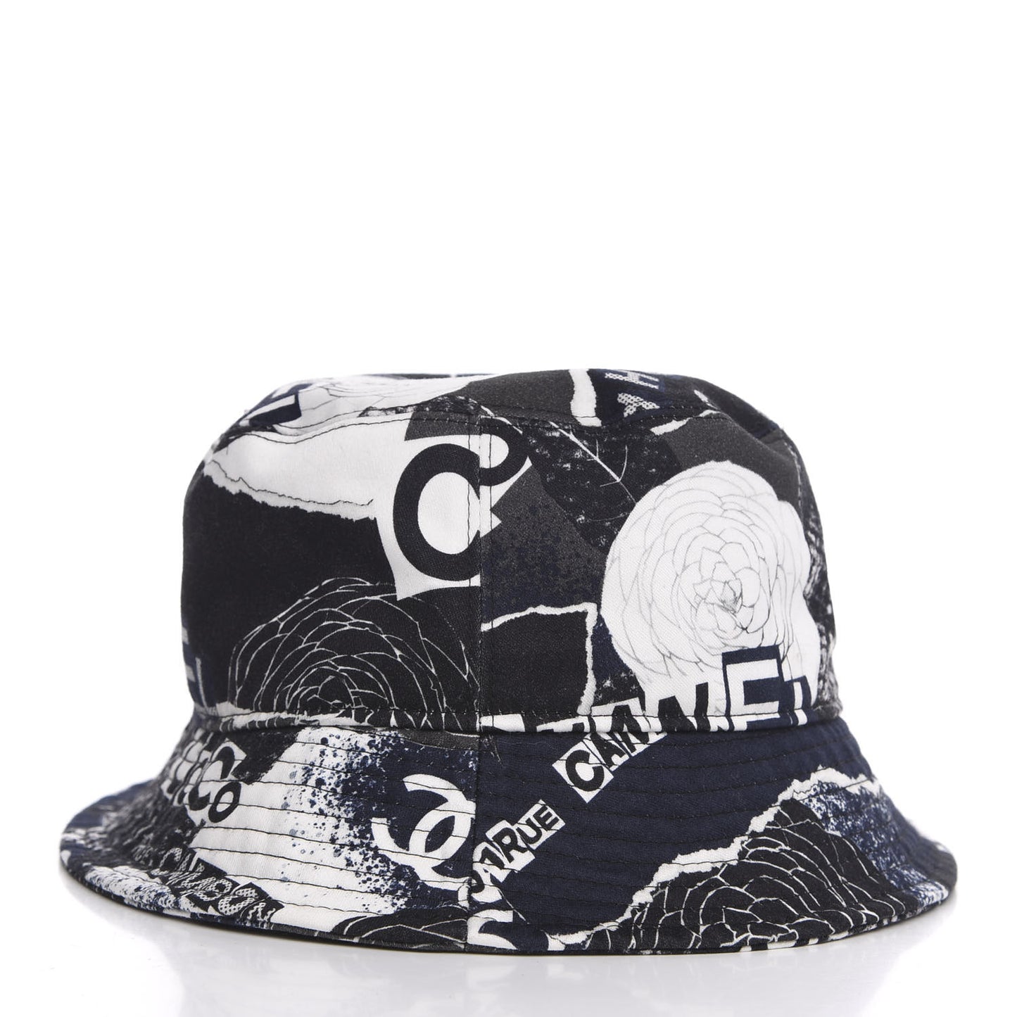 Cotton Coco Print Bucket Hat M Navy Black White