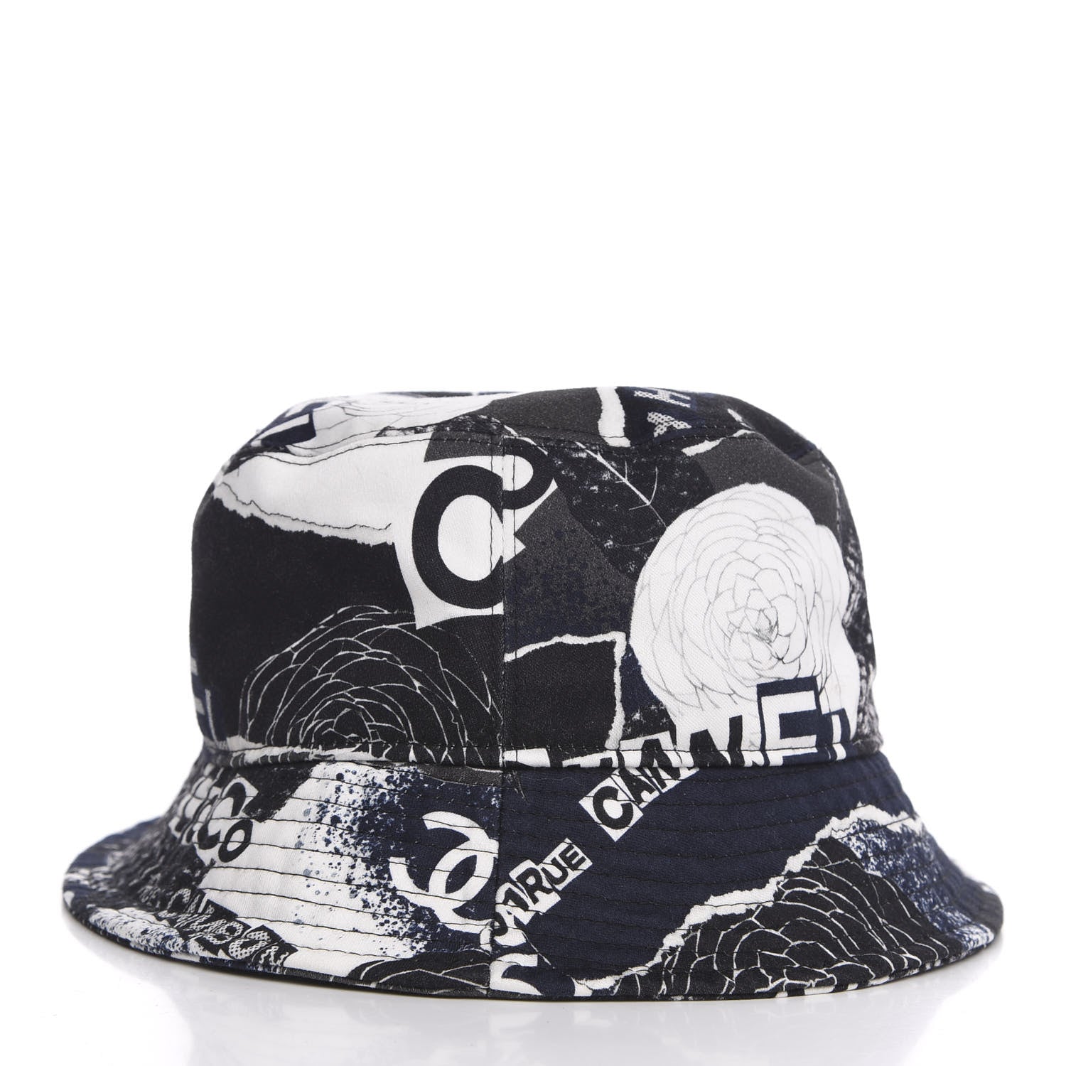 Chanel Cotton Coco Print Bucket Hat M Navy Black White 3 of 6