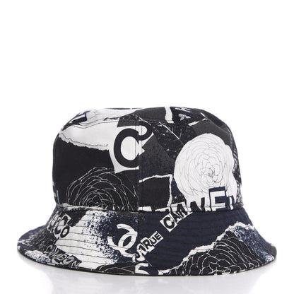 Chanel Cotton Coco Print Bucket Hat M Navy Black White 3 of 6