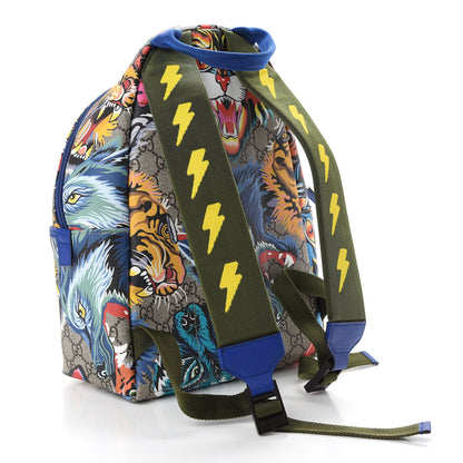 Gucci GG Supreme Monogram Animal Faces Childrens Day Backpack Beige Ebony Multicolor Electric Blue Military Fresia 2 of 8