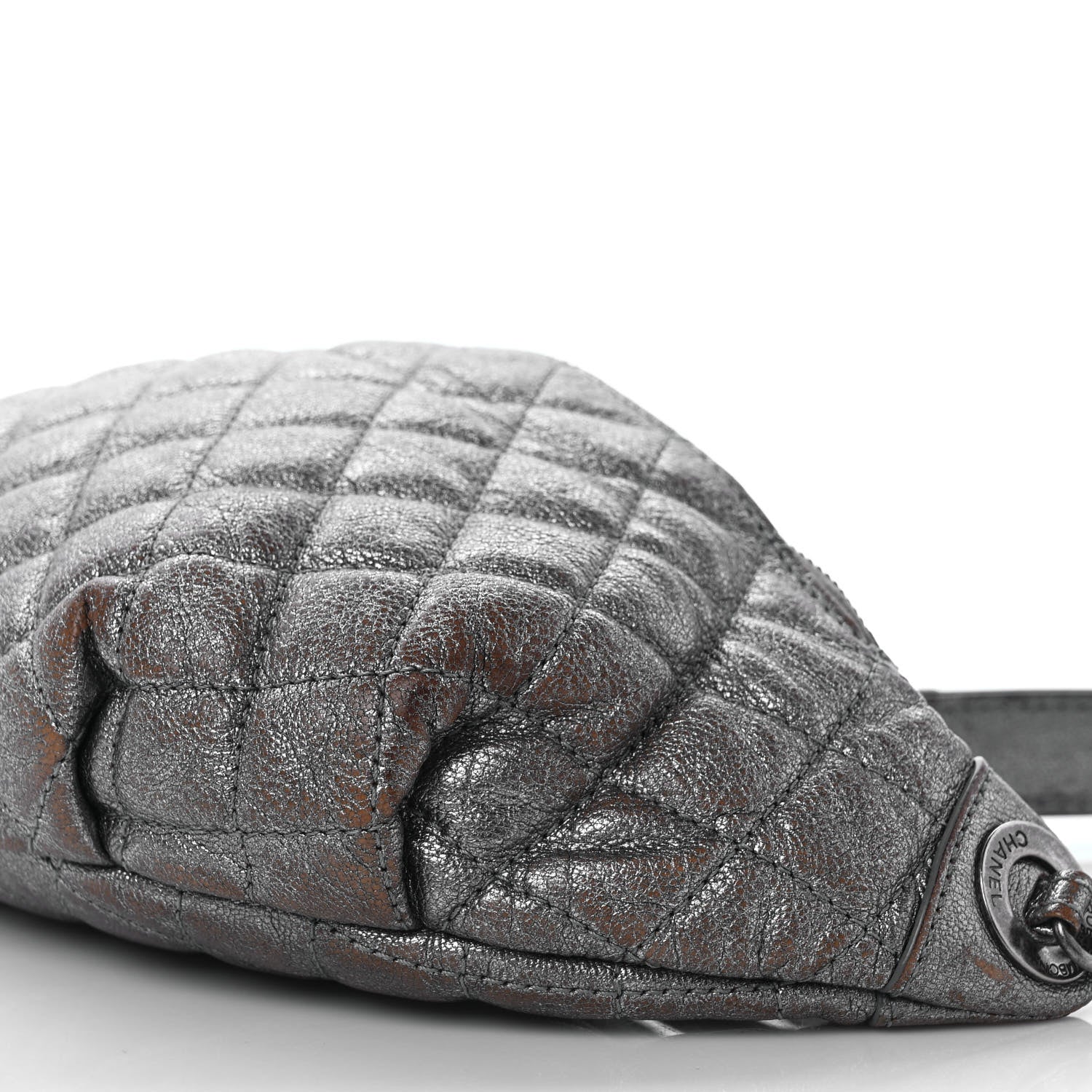 Chanel Metallic Goatskin Quilted Banane Waist Bag Fanny Pack Silver 8 of 8