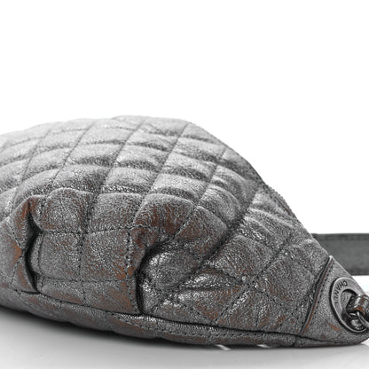Chanel Metallic Goatskin Quilted Banane Waist Bag Fanny Pack Silver 8 of 8