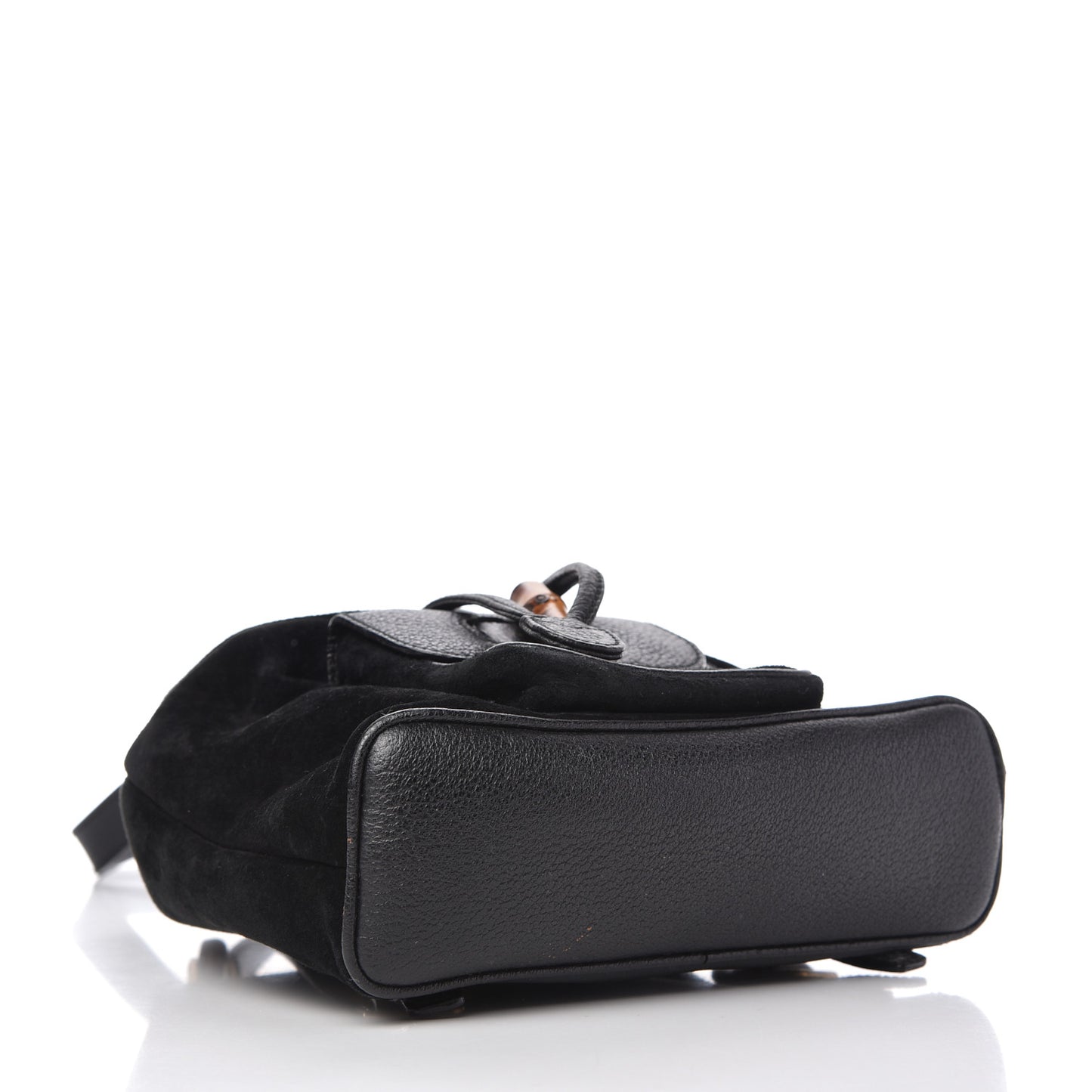 Calfskin Suede Bamboo Backpack Black