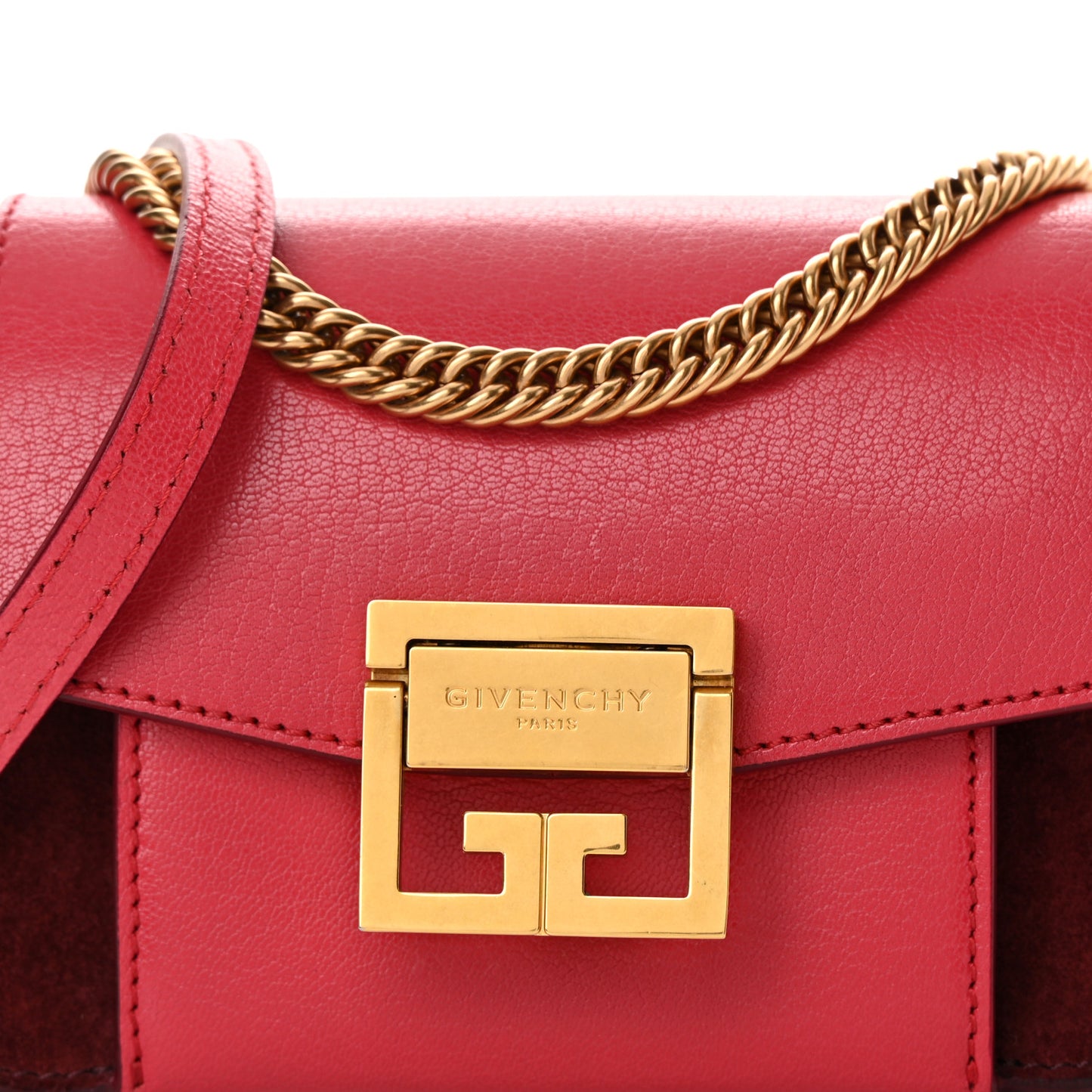 Goatskin Suede Mini GV3 Shoulder Bag Pink Aubergine