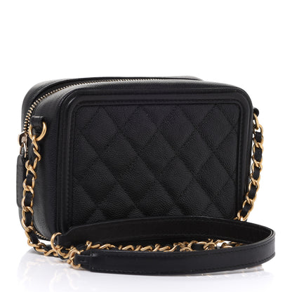 Chanel Caviar Quilted CC Filigree Vanity Clutch With Chain Black 3 of 11