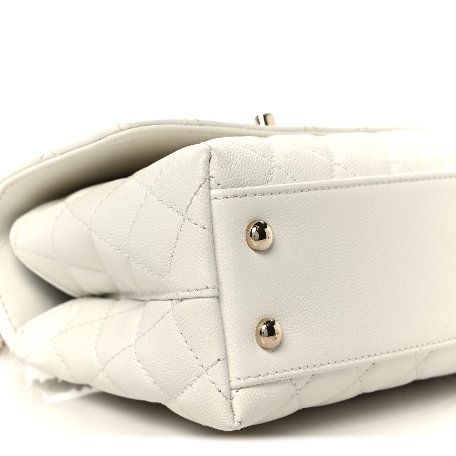 Chanel Caviar Quilted Mini Coco Handle Flap White 10 of 12