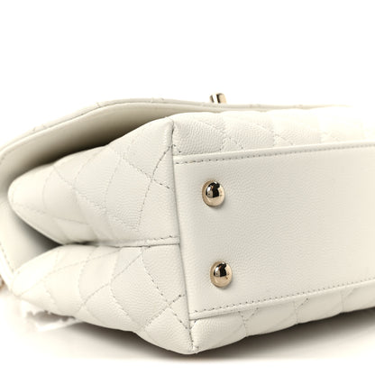 Chanel Caviar Quilted Mini Coco Handle Flap White 10 of 12