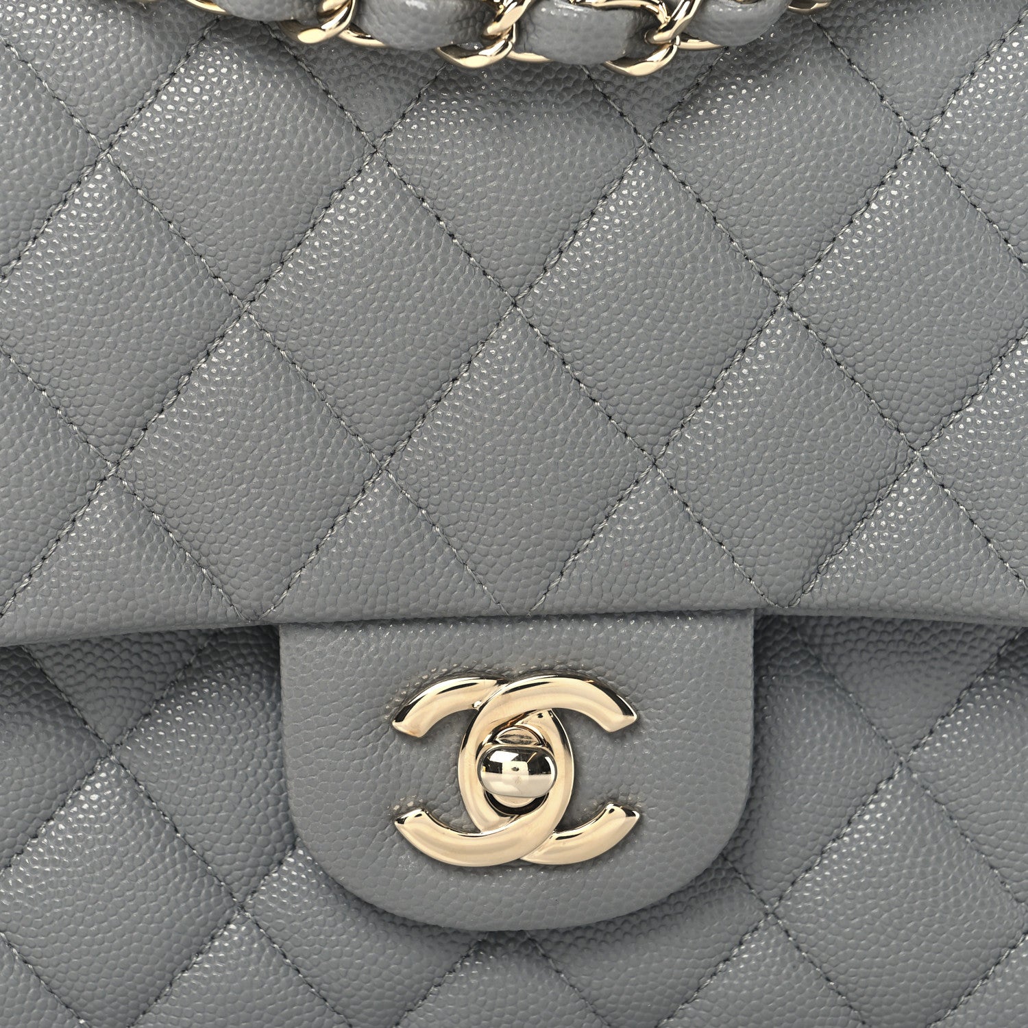 Chanel Caviar Quilted Medium Double Flap Grey 8 of 10