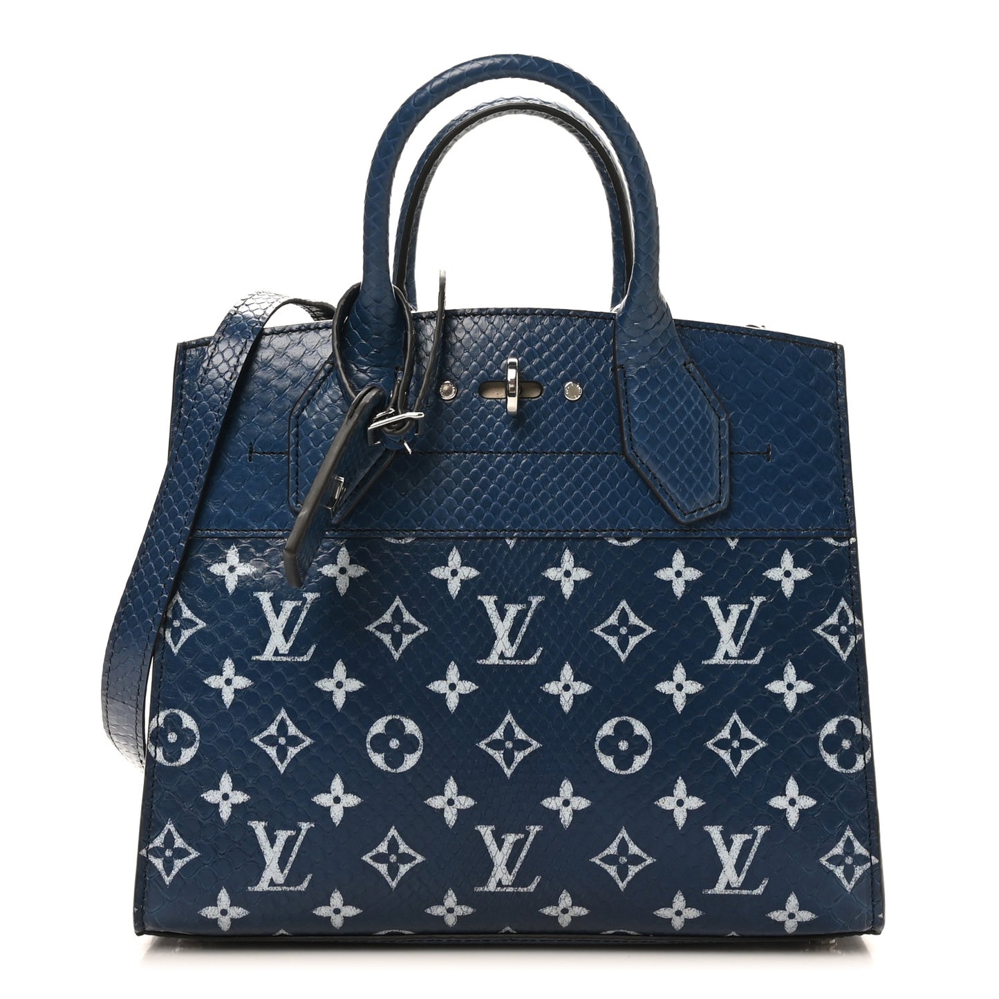 Snakeskin Monogram City Steamer PM Blue
