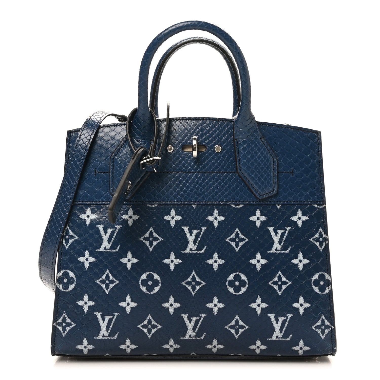 Louis Vuitton Snakeskin Monogram City Steamer PM Blue 1 of 9