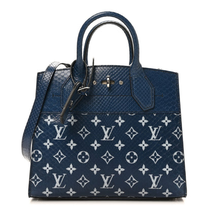 Louis Vuitton Snakeskin Monogram City Steamer PM Blue 1 of 9