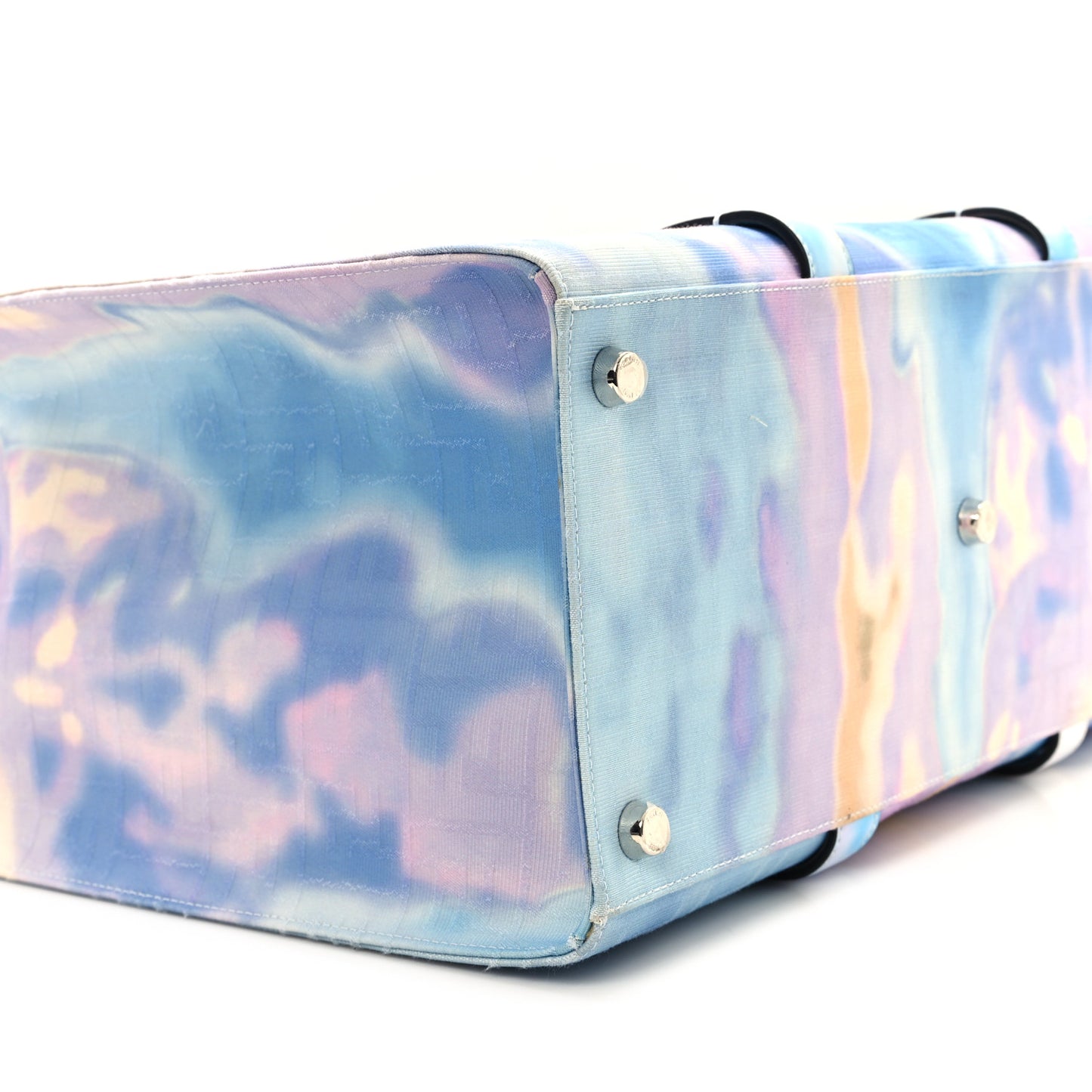 Fabric Jacquard FF Tie Dye Sunset Large Shopping Tote  Light Blue Black