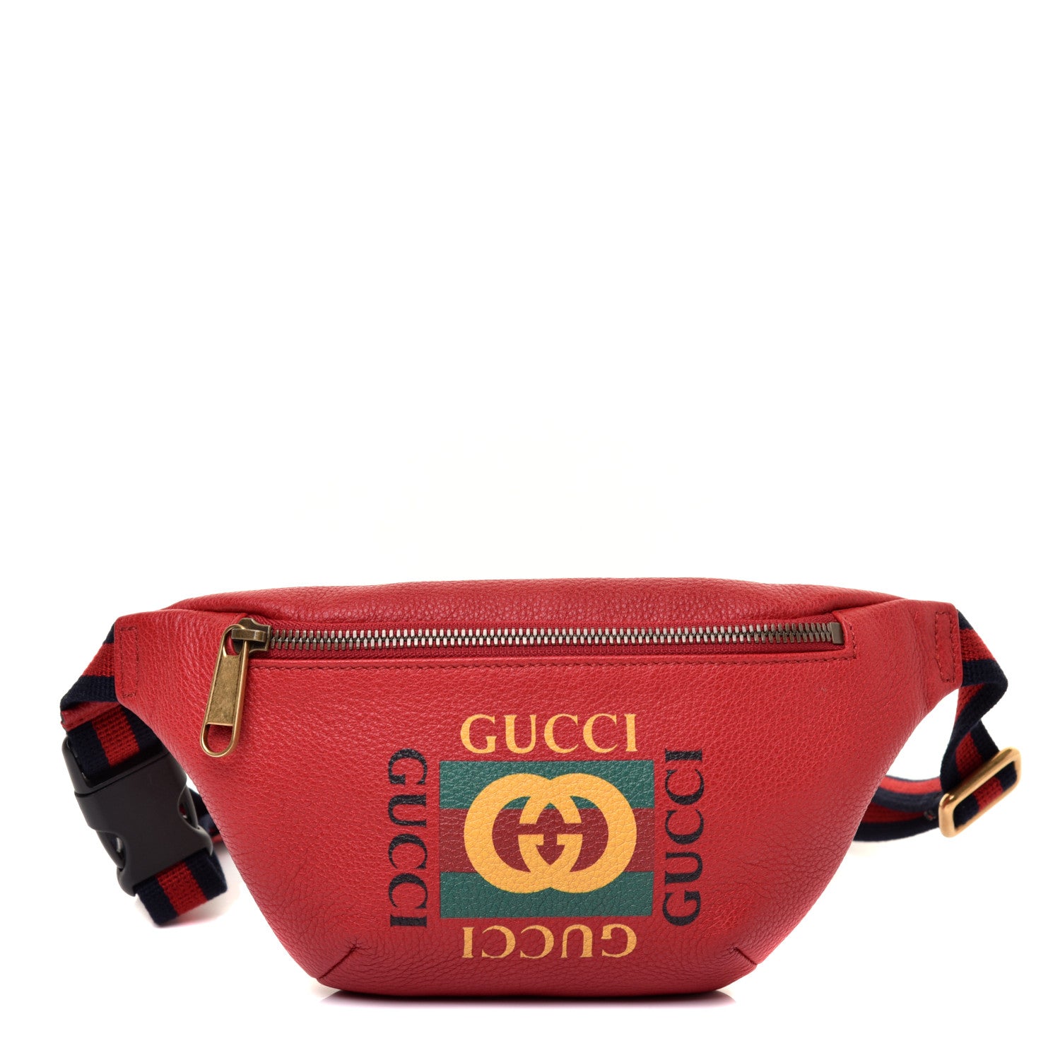 Gucci Grained Calfskin Small Logo Belt Bag Hibiscus Red 1 of 9