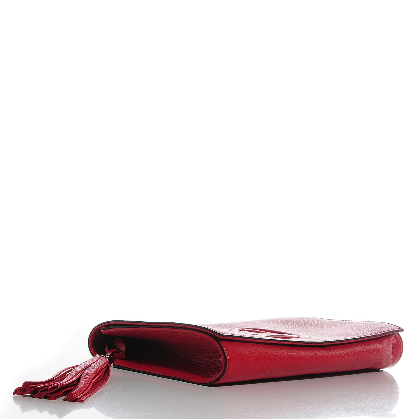 Pebbled Calfskin Medium Soho Clutch Red