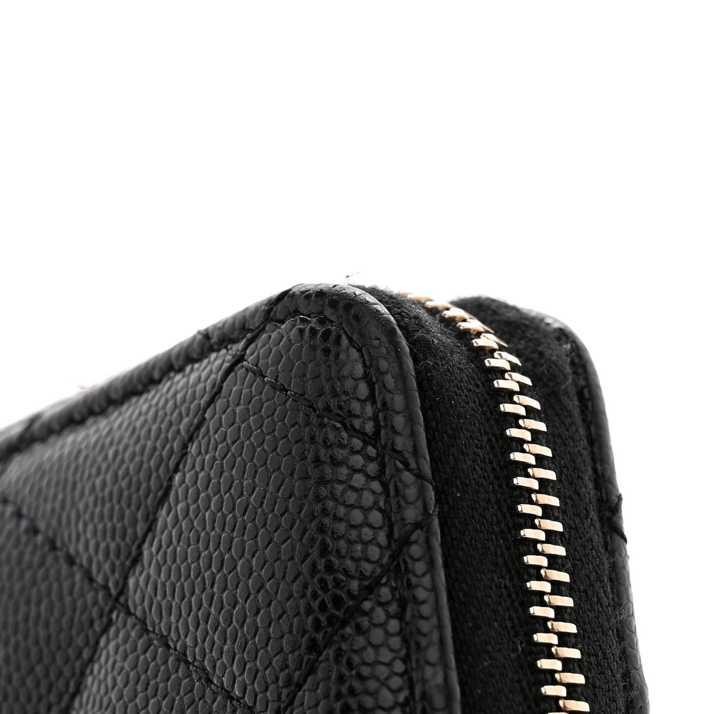 Caviar Quilted Zip Card Holder Black