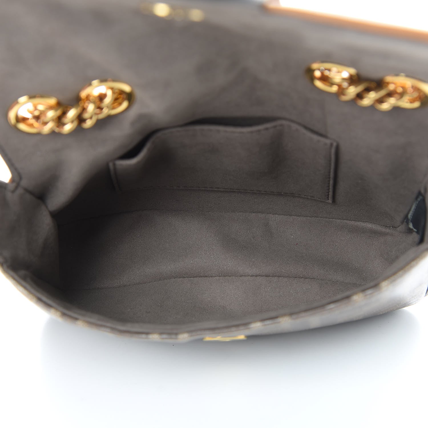 Fendi Glazed Fabric Vitello Century FF 1974 Stamp Patch Mini Double F Crossbody Bag Mogano Panna Caramello 5 of 12