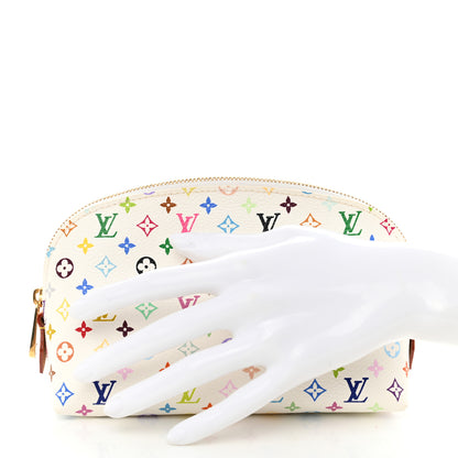 Louis Vuitton Monogram Multicolor Cosmetic Pouch White Litchi 2 of 9