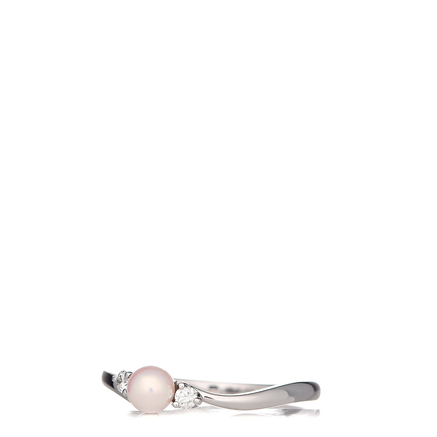 18K White Gold Diamond Akoya Pearl 4mm Ring 49 5