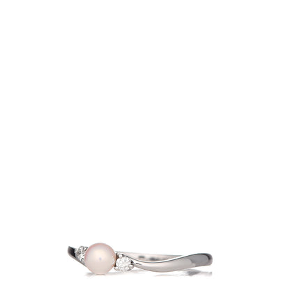 Mikimoto 18K White Gold Diamond Akoya Pearl 4mm Ring 49 5 3 of 5