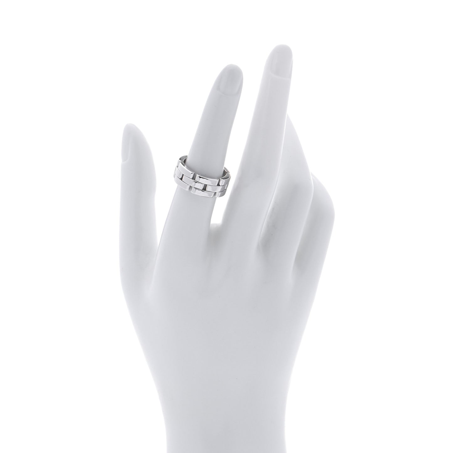18K White Gold Maillon Panthere 3 Row Ring 54 6.75