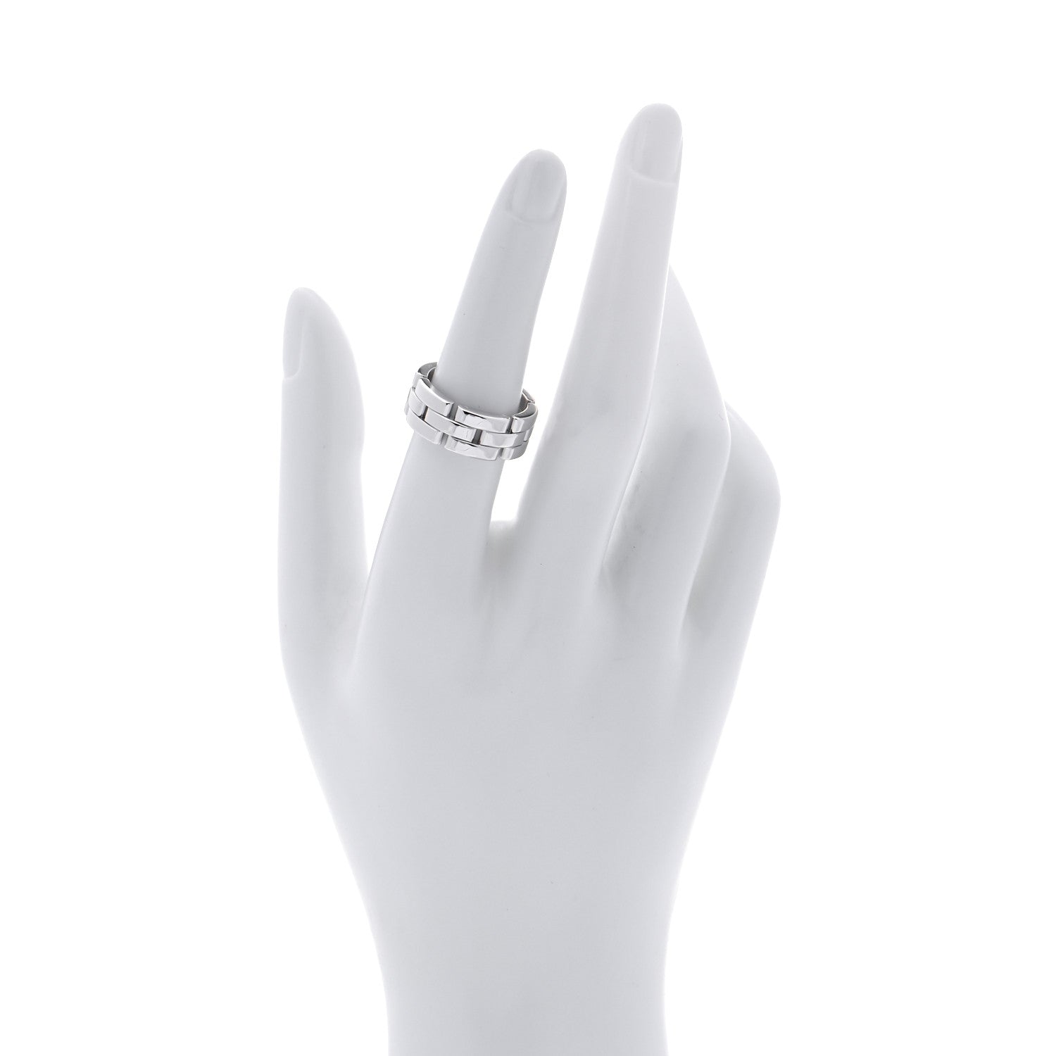 Cartier 18K White Gold Maillon Panthere 3 Row Ring 54 6.75 2 of 6