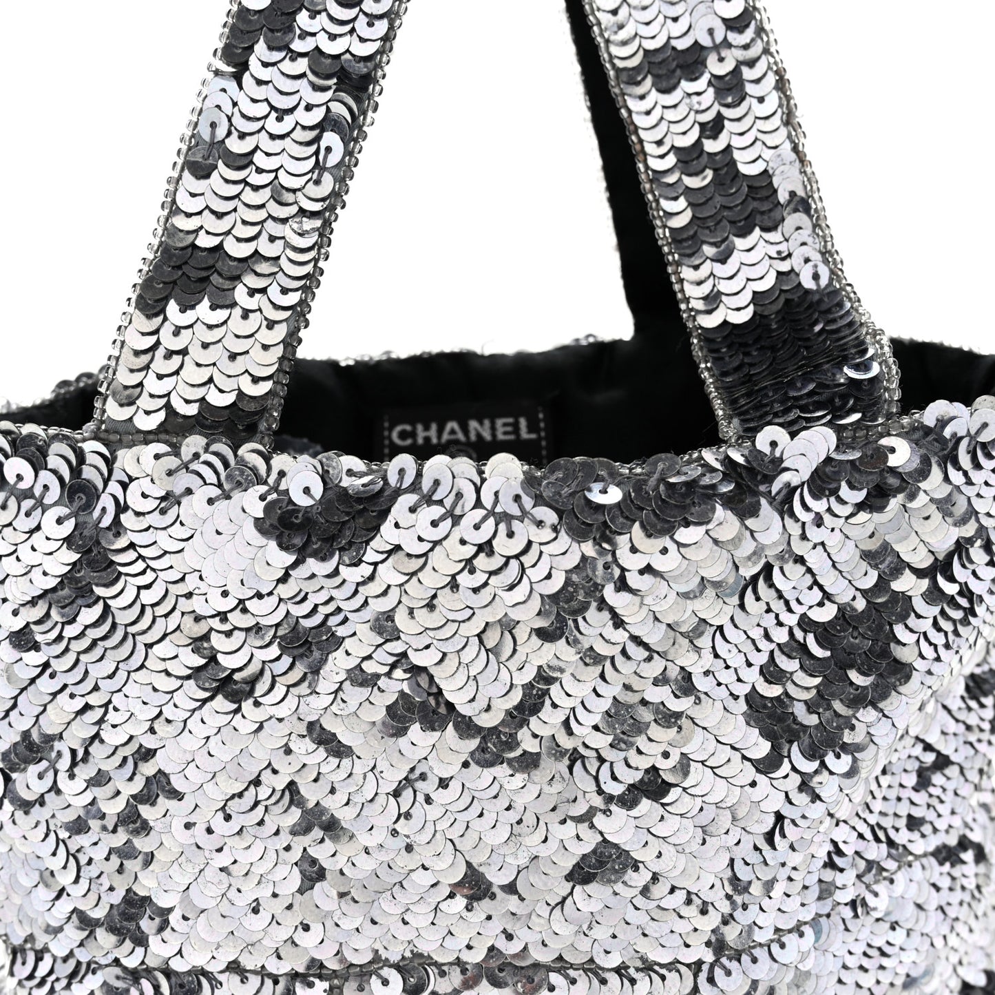 Satin Sequin Mini Tote Blue