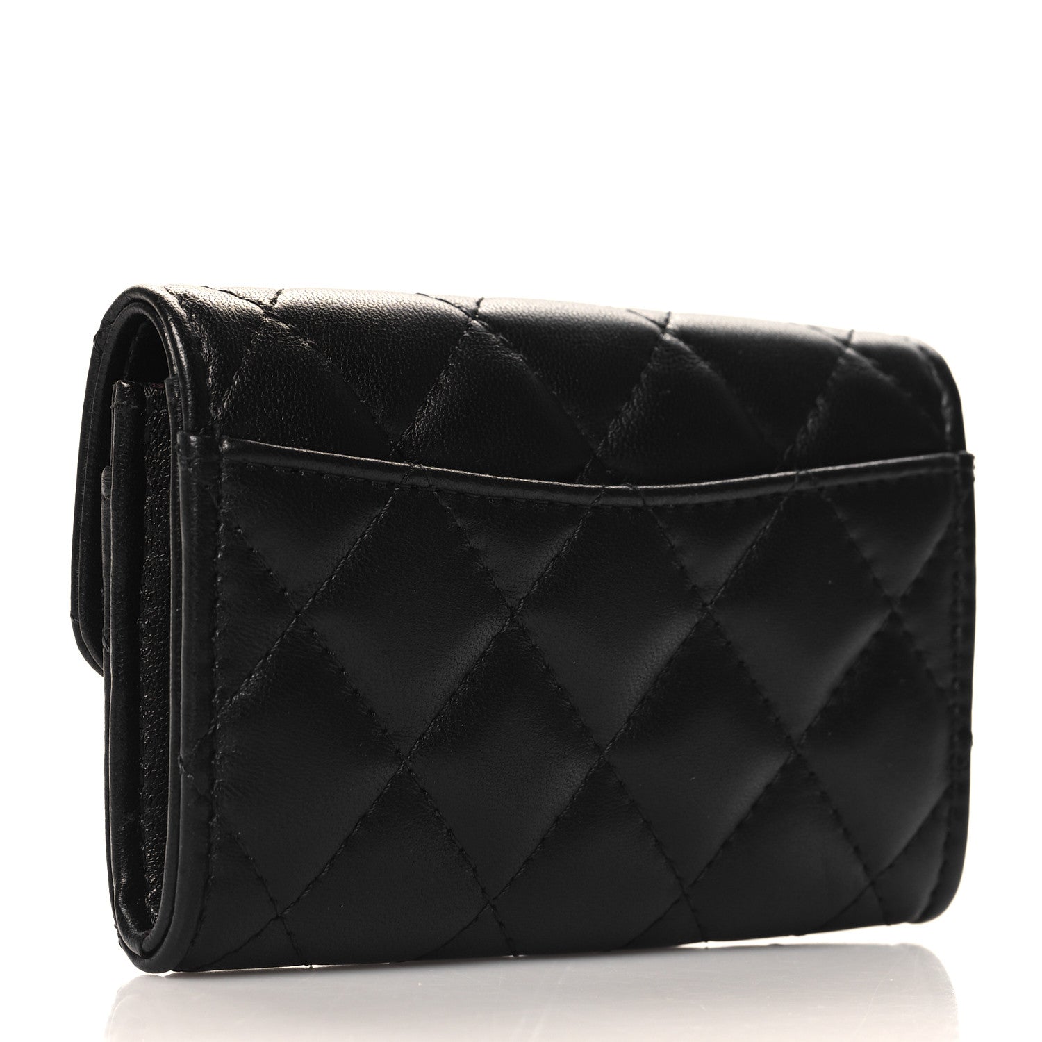 Chanel Lambskin Quilted Flap Card Holder Wallet Black 3 of 9