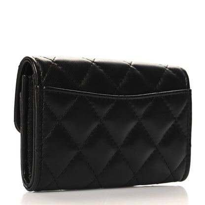 Chanel Lambskin Quilted Flap Card Holder Wallet Black 3 of 9