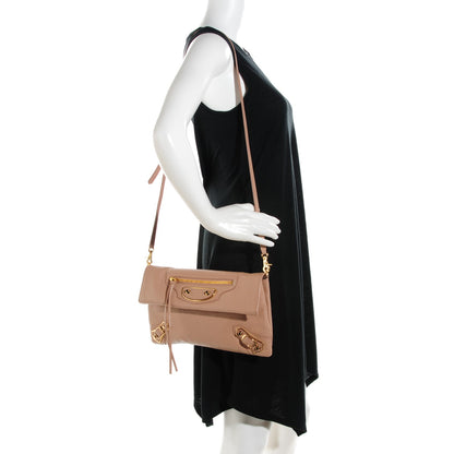 Balenciaga Chevre Gold Metallic Edge Hardware Envelope Clutch Rose Des Sables 2 of 7