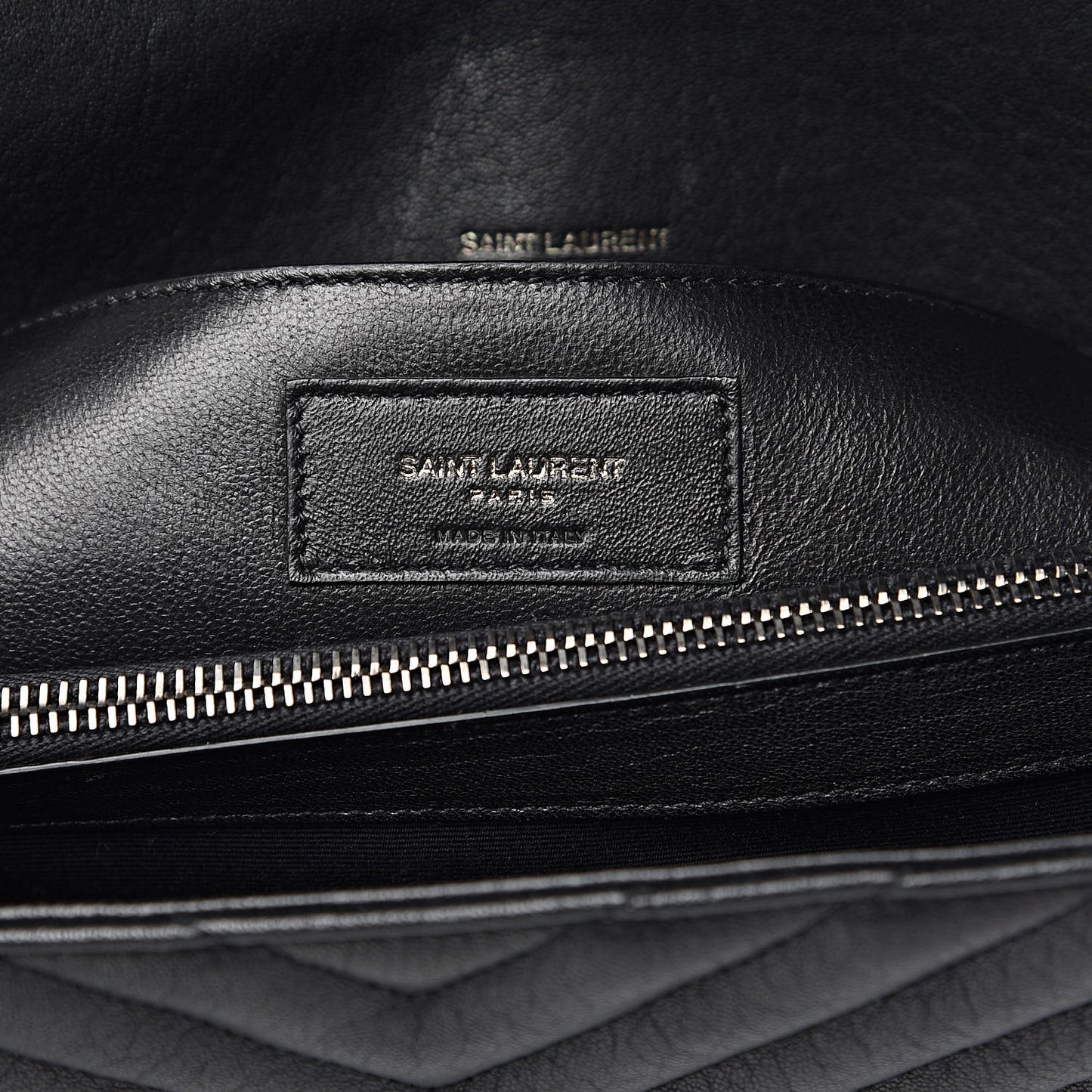 Sheepskin Matelasse Chevron Monogram Large College Satchel Black