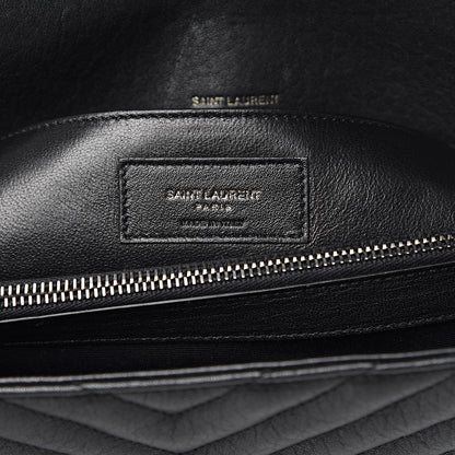 Saint Laurent Sheepskin Matelasse Chevron Monogram Large College Satchel Black 6 of 12