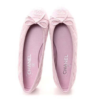 Chanel Suede Quilted Cap Toe CC Ballerina Flats 36 Light Pink 2 of 9