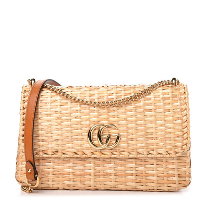 Gucci Glazed Wicker Small Cestino Shoulder Bag Natural 1 of 12