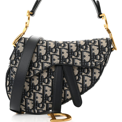 Christian Dior Oblique Mini Saddle Bag With Strap Blue 8 of 10